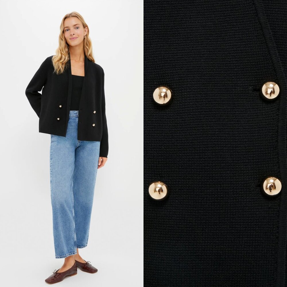 Tuckernuck Black Cassandra Sweater – Size L NWT – Classic Button Front Cardigan - Picture 3 of 9